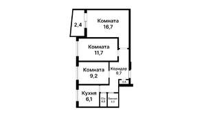 3-к квартира, вторичка, 59м2, 4/9 этаж