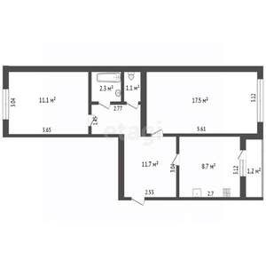 2-к квартира, вторичка, 56м2, 4/5 этаж