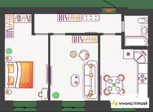 2-к квартира, вторичка, 61м2, 2/11 этаж