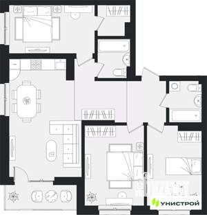 3-к квартира, вторичка, 92м2, 11/16 этаж