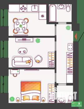 2-к квартира, вторичка, 53м2, 1/11 этаж