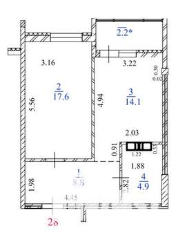 1-к квартира, строящийся дом, 48м2, 9/15 этаж