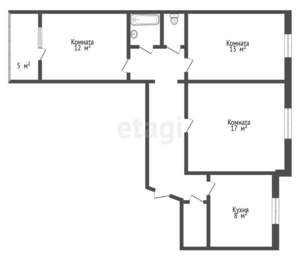3-к квартира, вторичка, 66м2, 1/9 этаж