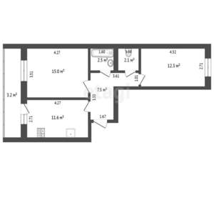 2-к квартира, вторичка, 49м2, 7/10 этаж