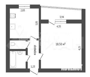 1-к квартира, вторичка, 38м2, 9/9 этаж