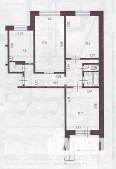 3-к квартира, вторичка, 66м2, 7/9 этаж
